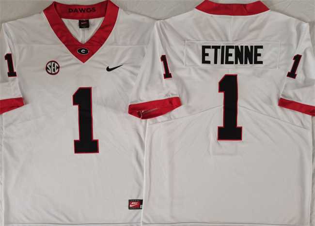 Mens Georgia Bulldogs #1 Trevor Etienne White Stitched Jersey